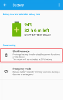 Access the STAMINA mode menu