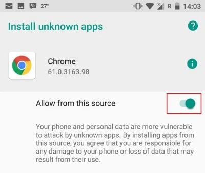 Allow Install From Browser App Source