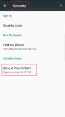 Security -> Google Play Protect